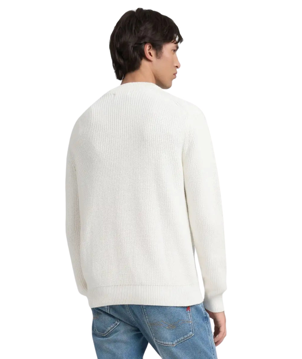 Replay Pullover Girocollo a Costine UK4722.000.G23788 Bianco