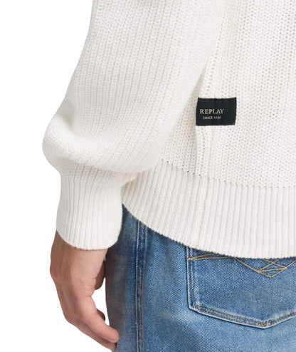 Replay Pullover Girocollo a Costine UK4722.000.G23788 Bianco