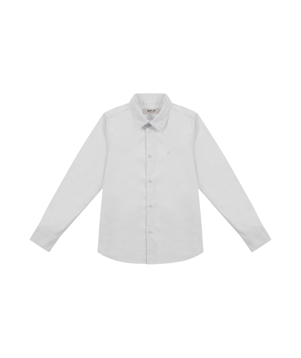 Replay & Sons Camicia con Maniche Lunge in Popeline SB1130.050.80279A Bianco