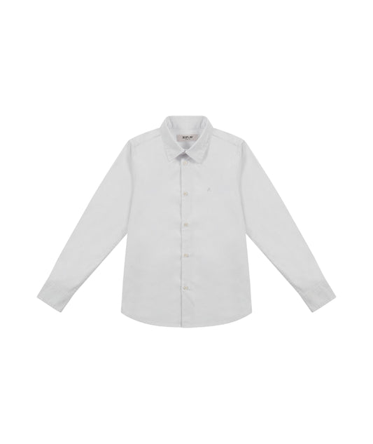 Replay & Sons Camicia con Maniche Lunge in Popeline SB1130.050.80279A Bianco