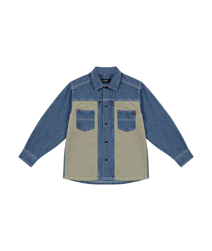 Replay & Sons Camicia con Tasche in Denim e Gabardina SB1129.050.10379 Denim