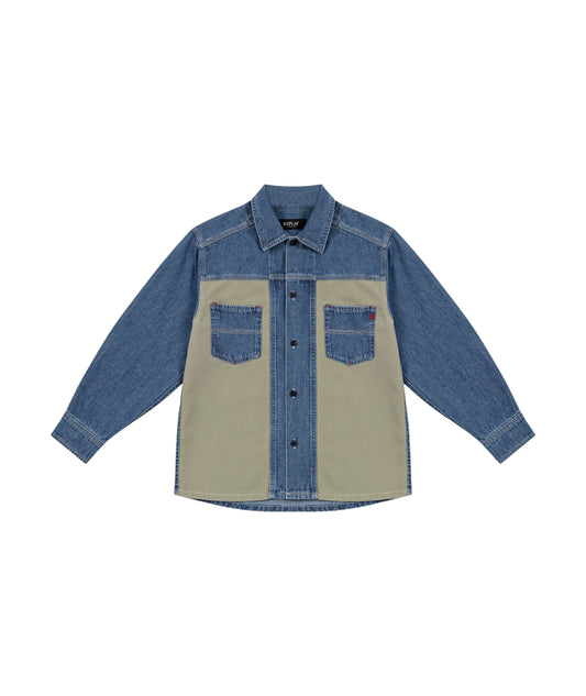 Replay & Sons Camicia con Tasche in Denim e Gabardina SB1129.050.10379 Denim