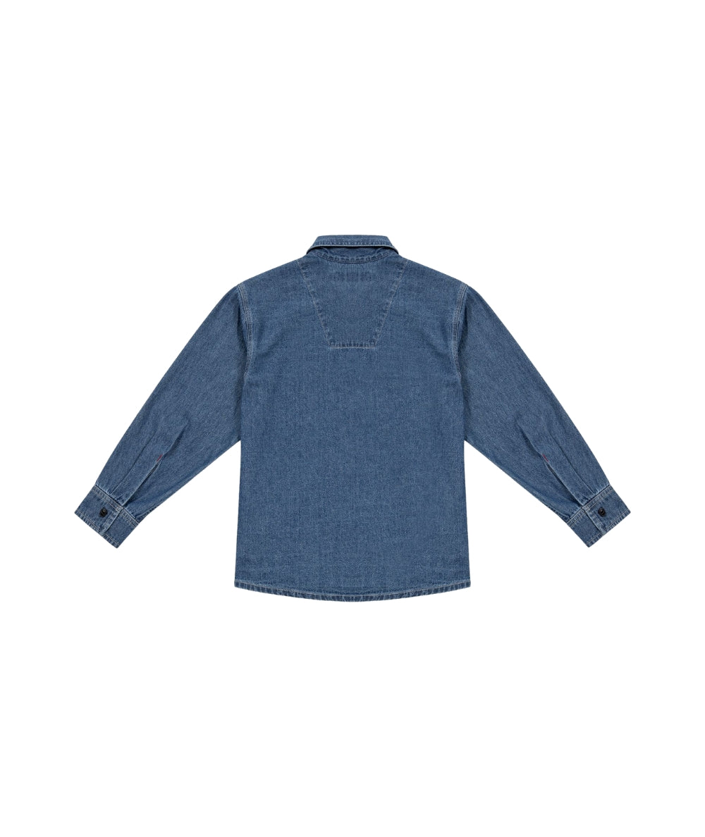 Replay & Sons Camicia con Tasche in Denim e Gabardina SB1129.050.10379 Denim 