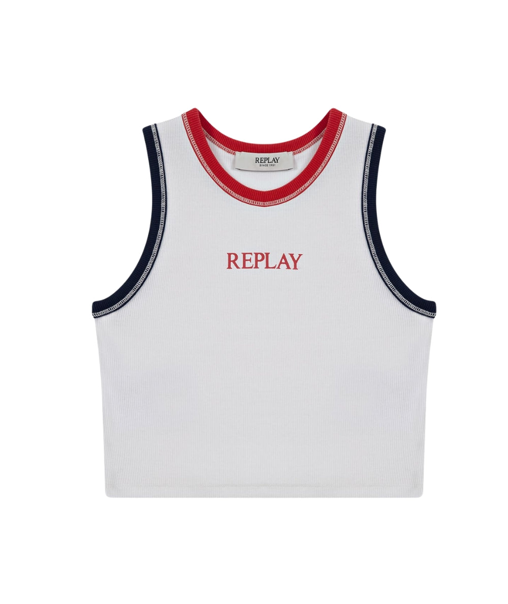 Replay & Sons Canotta a Costine Sottili SG7633.050.23684 Bianco