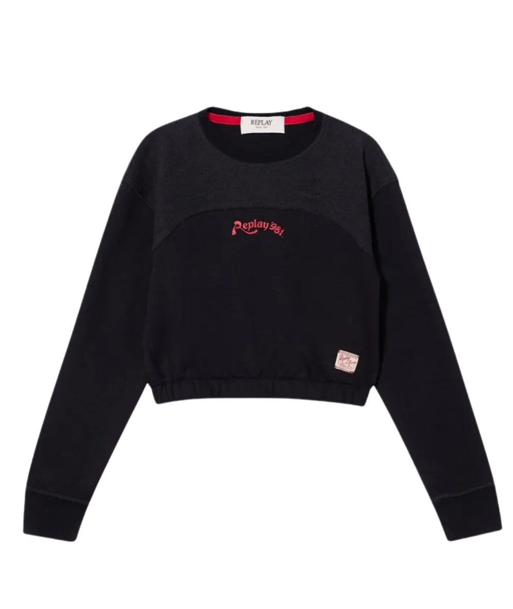 Replay & Sons Felpa Cropped SG2439.050.23430 Nero