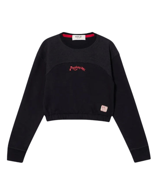 Replay & Sons Felpa Cropped SG2439.050.23430 Nero