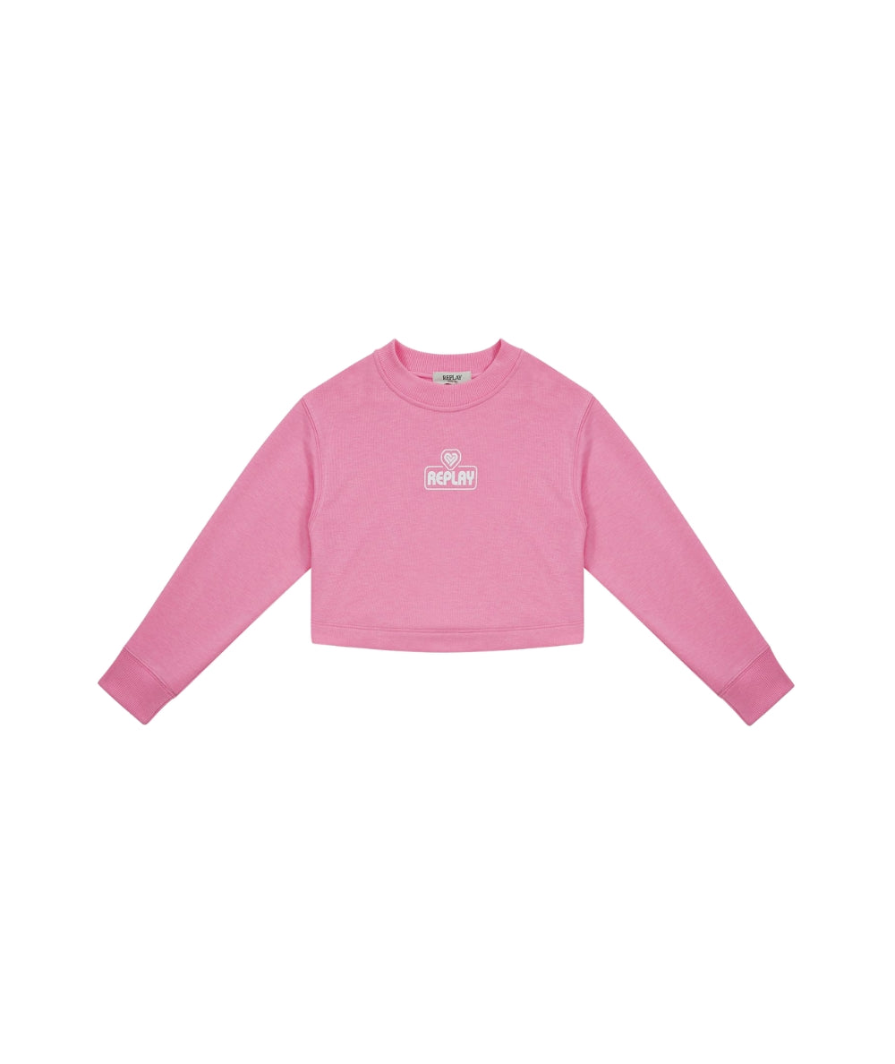 Replay & Sons Felpa Cropped con Stampa in Viscosa SG2125.055.24080 Rosa
