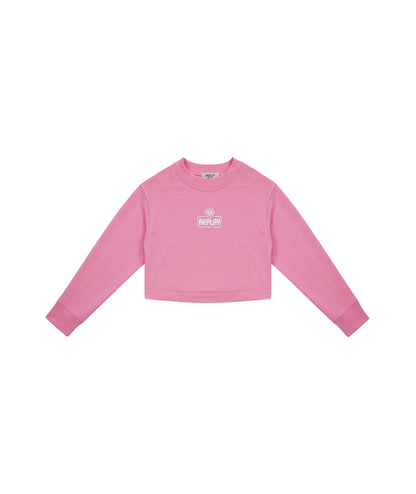 Replay & Sons Felpa Cropped con Stampa in Viscosa SG2125.055.24080 Rosa