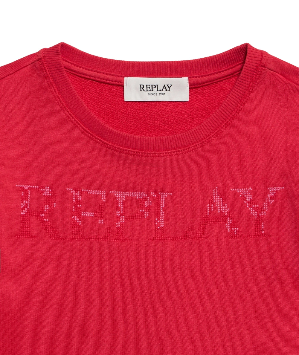 Replay & Sons Felpa con Logo in Misto Cotone SG2136.051.24078 Rosso