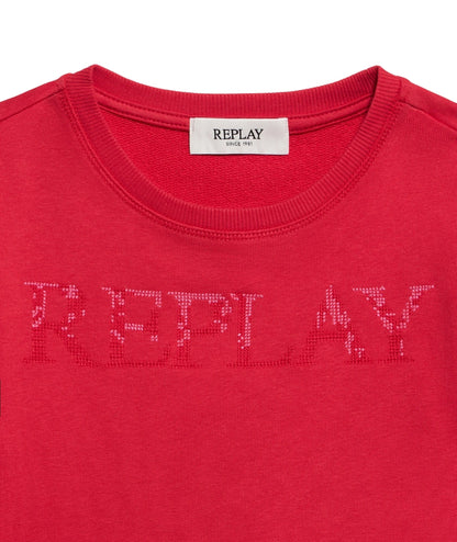 Replay & Sons Felpa con Logo in Misto Cotone SG2136.051.24078 Rosso