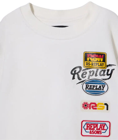 Replay & Sons Felpa con Patch Race SB2074.051.23978 Bianco