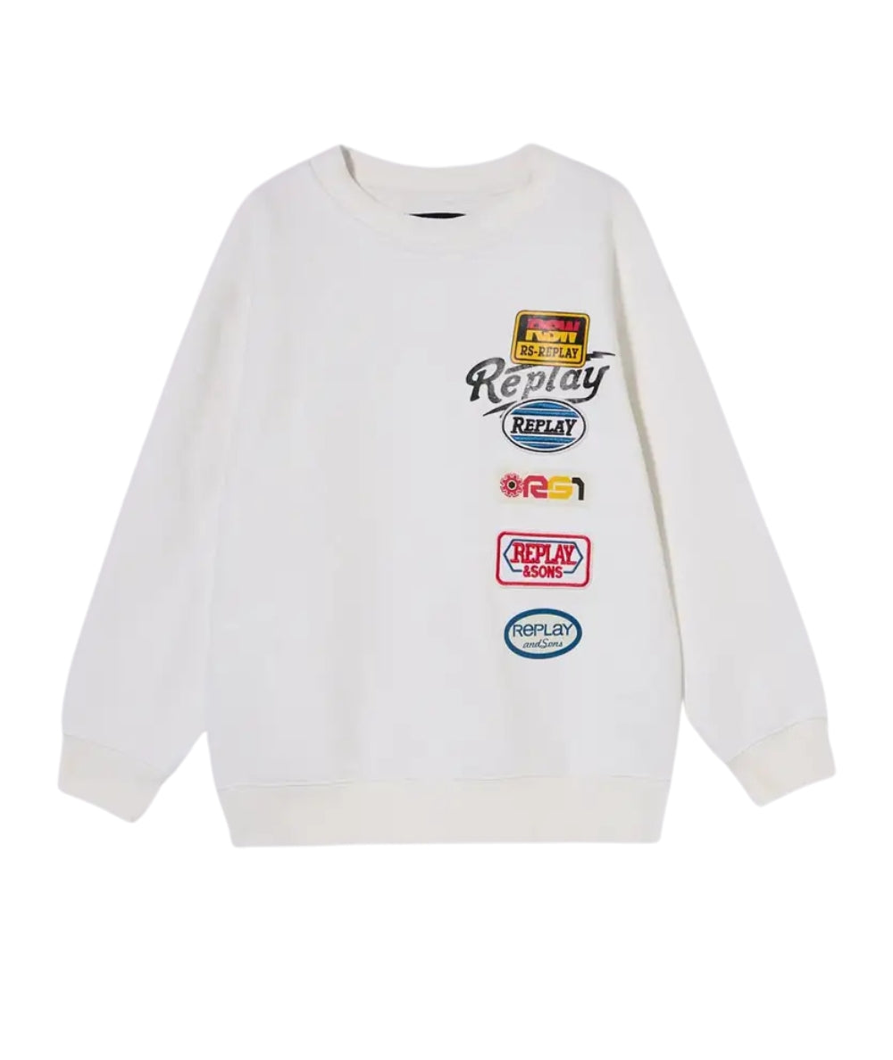 Replay & Sons Felpa con Patch Race SB2074.051.23978 Bianco