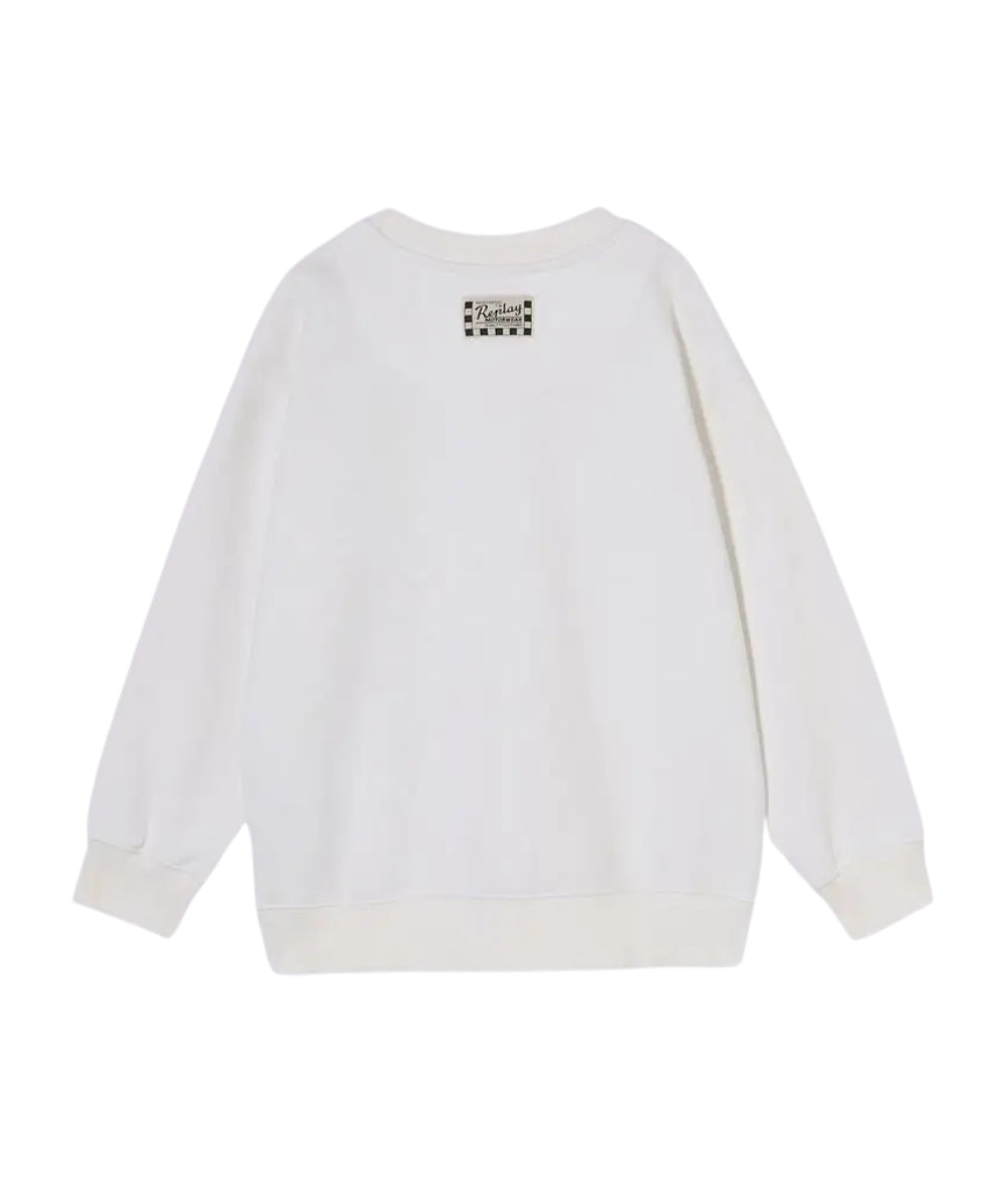Replay & Sons Felpa con Patch Race SB2074.051.23978 Bianco