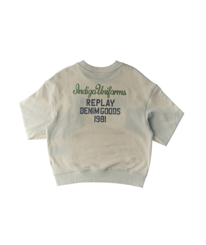 Replay & Sons Felpa con Scritte in cotone Girocollo SB2081.050.24078 Grigio Chiaro