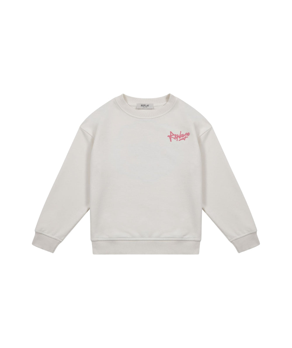 Replay & Sons Felpa con Stampa in Misto Cotone SG2134.053.24078 Bianco