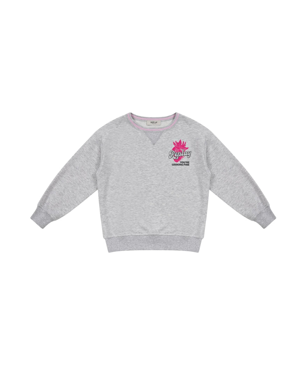 Replay & Sons Felpa con Stampe in Misto Cotone SG2138.050.24078 Grigio Melange