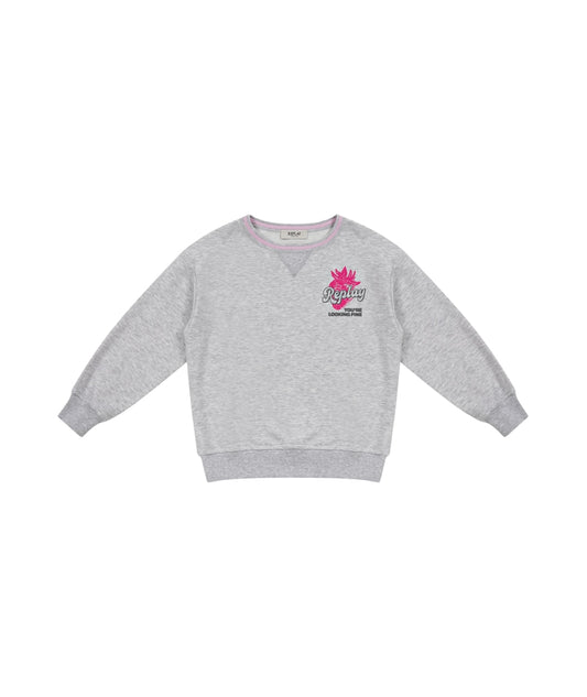 Replay & Sons Felpa con Stampe in Misto Cotone SG2138.050.24078 Grigio Melange