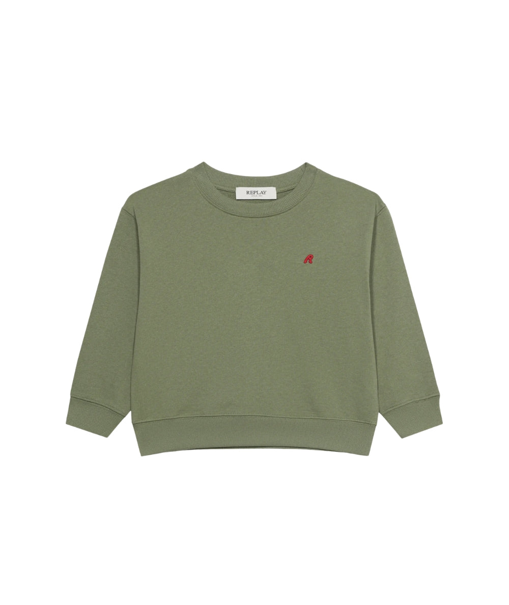 Replay & Sons Felpa con logo in Misto Cotone SB2075.052.24078 Verde Oliva