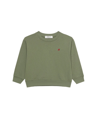 Replay & Sons Felpa con logo in Misto Cotone SB2075.052.24078 Verde Oliva
