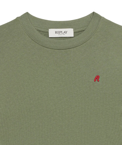Replay & Sons Felpa con logo in Misto Cotone SB2075.052.24078 Verde Oliva