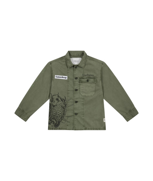 Replay & Sons Giacca Overshirt in Gabardina SB8230.050.85556G Verde Oliva