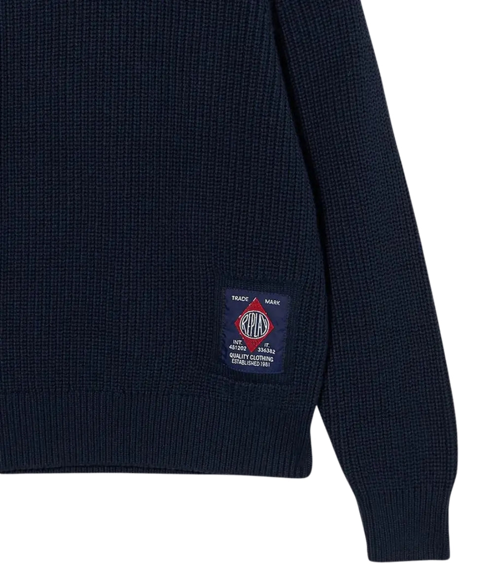 Replay & Sons Maglione con Stampa SB5305.050.G23138 Blu Scuro