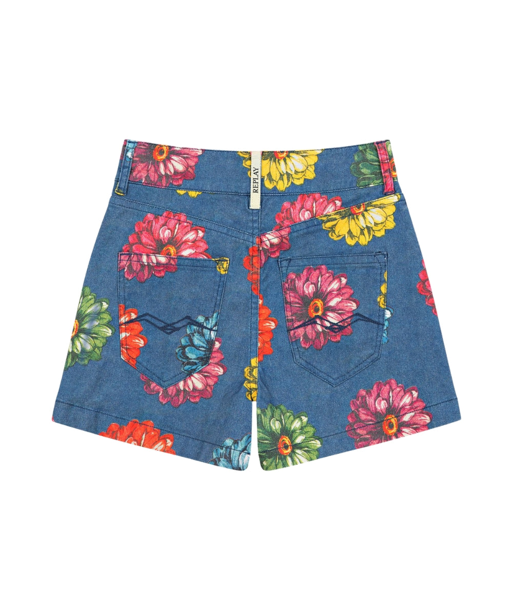 Replay & Sons Short con Fantasia Floreale in Gabardina SG9658.050.751263 Multicolore