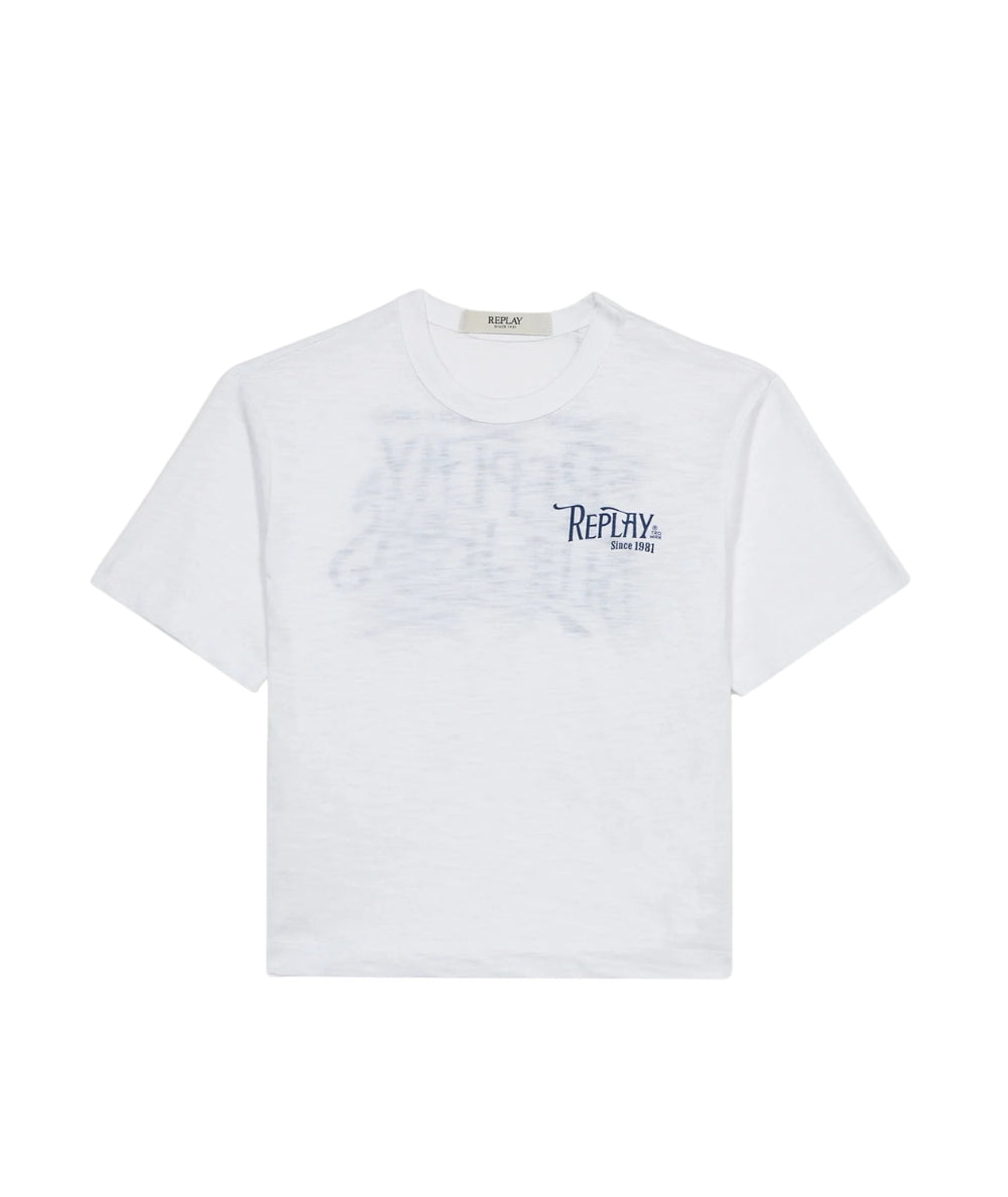 Replay & Sons T-shirt con Scritte in Cotone SB7354.051.22336 Bianco