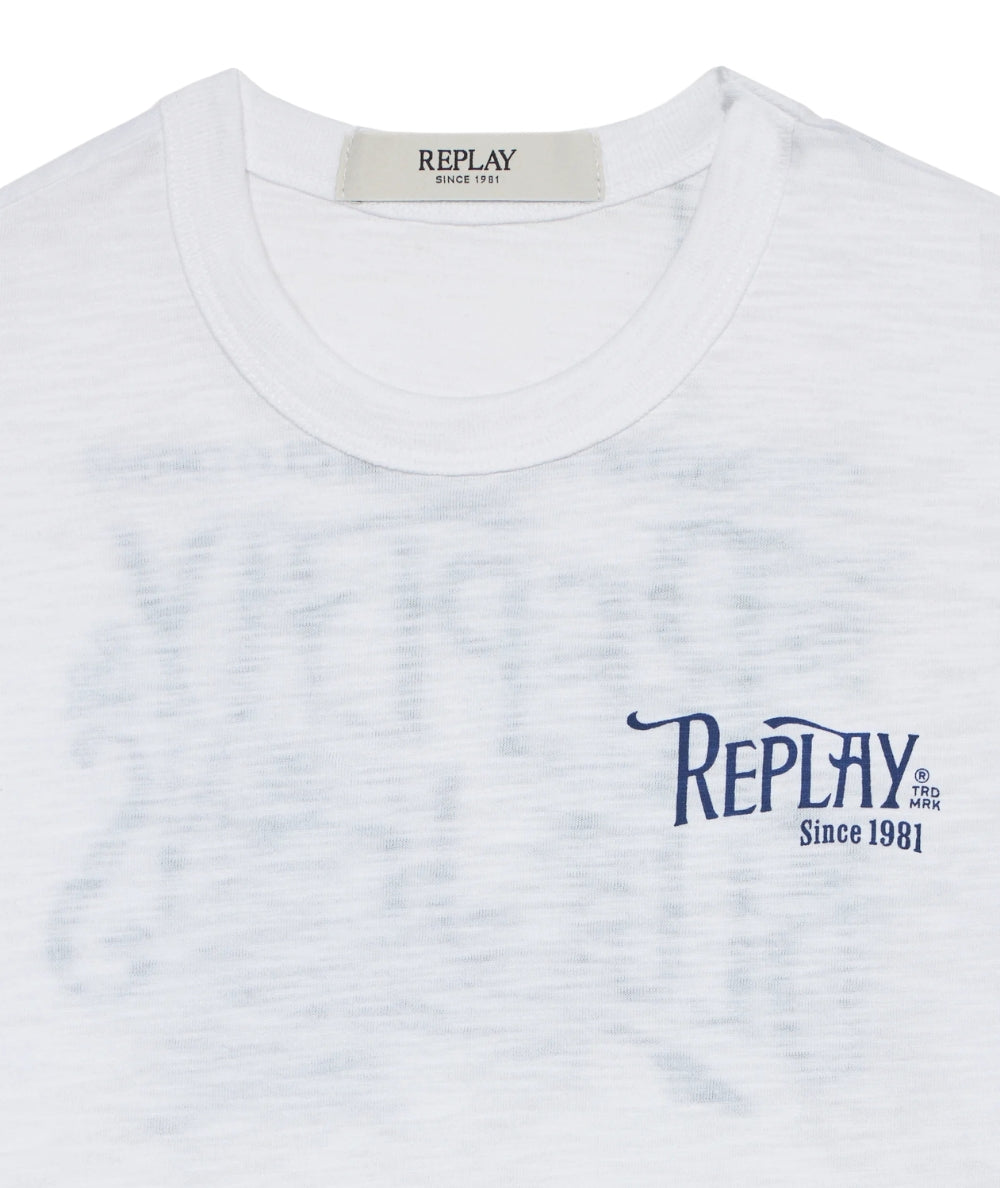 Replay & Sons T-shirt con Scritte in Cotone SB7354.051.22336 Bianco