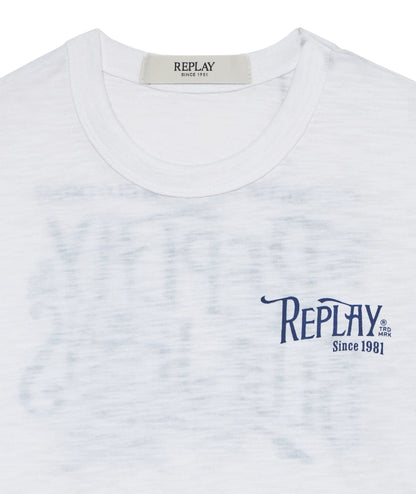 Replay & Sons T-shirt con Scritte in Cotone SB7354.051.22336 Bianco