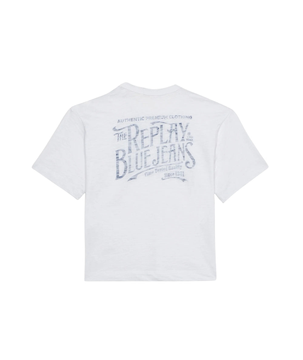 Replay & Sons T-shirt con Scritte in Cotone SB7354.051.22336 Bianco