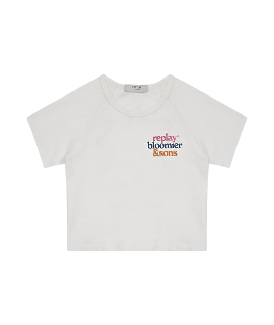 Replay & Sons T-shirt con Scritte in Cotone SG7316.050.2660 Bianco
