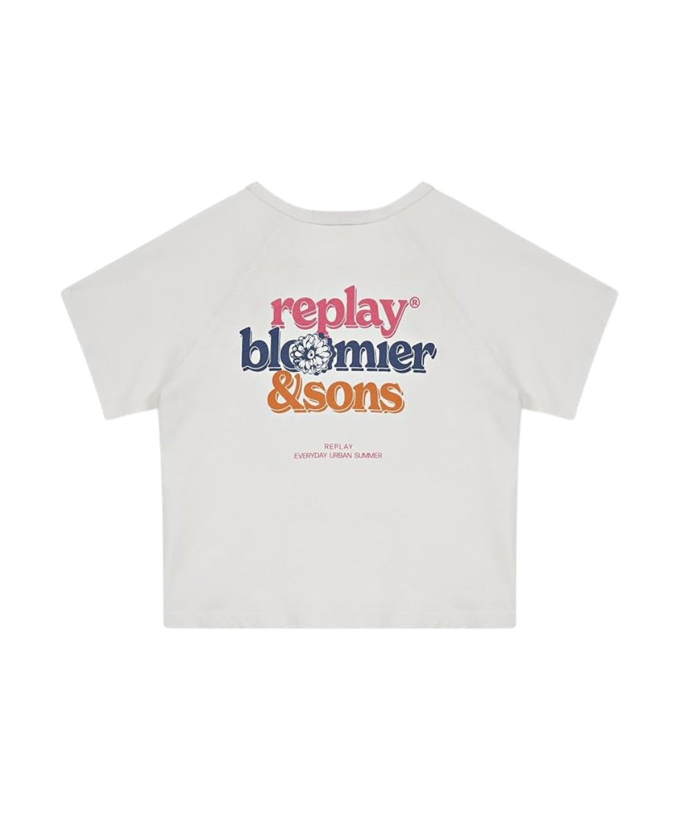 Replay & Sons T-shirt con Scritte in Cotone SG7316.050.2660 Bianco