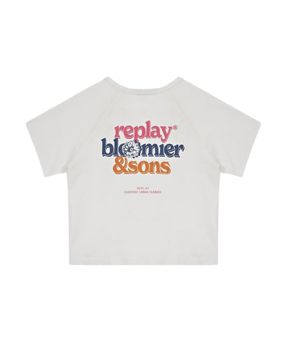 Replay & Sons T-shirt con Scritte in Cotone SG7316.050.2660 Bianco