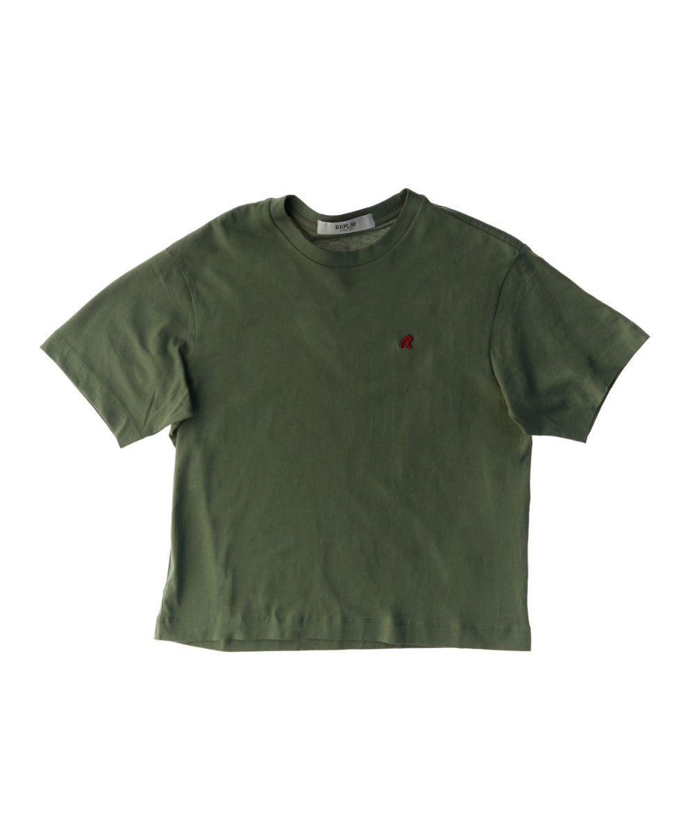 Replay & Sons T-shirt con logo in Cotone Girocollo SB7356.055.2660 Verde Oliva