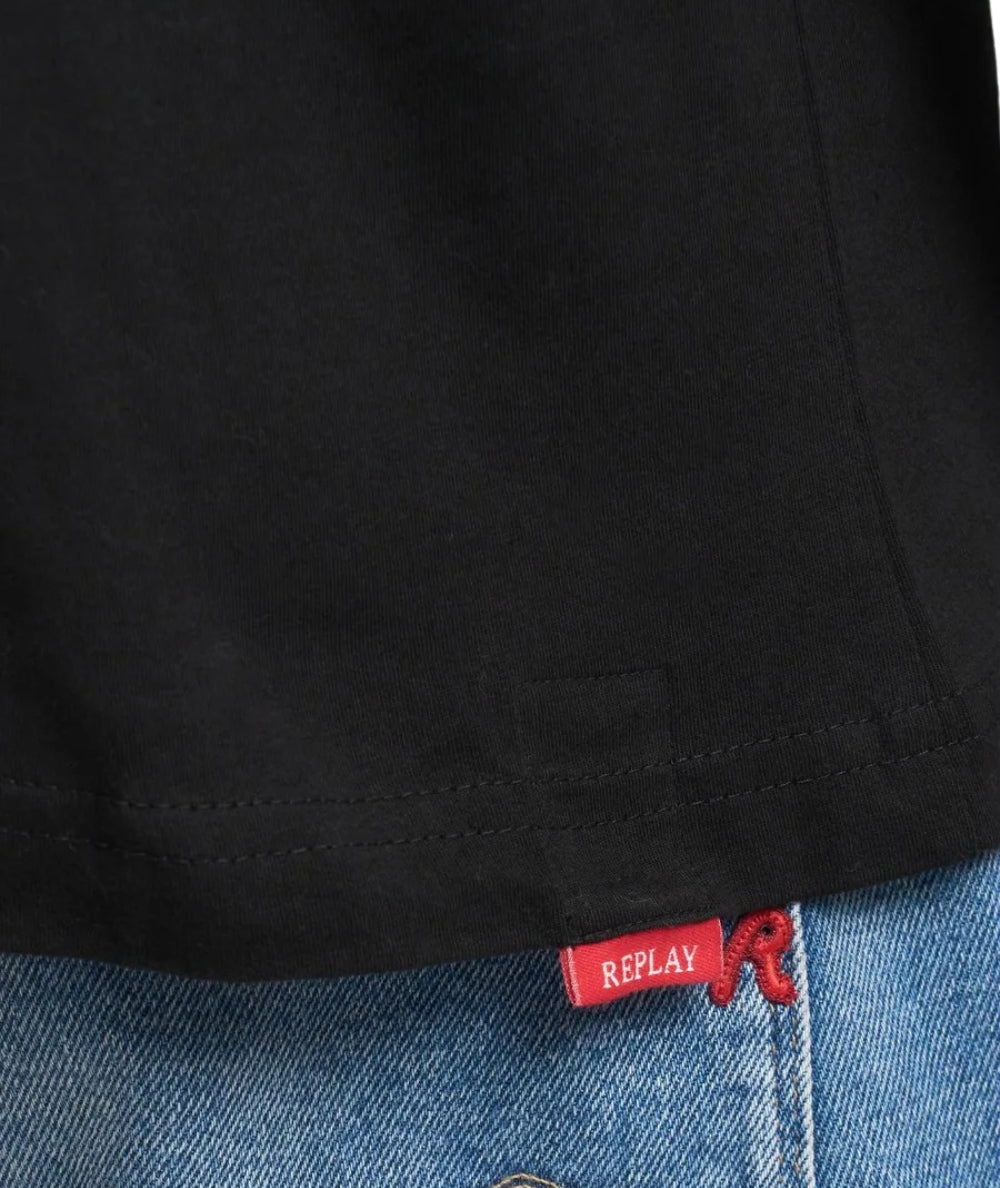 Replay T-shirt MM in Jersey con Ricamo M3015.000.2660 Nero