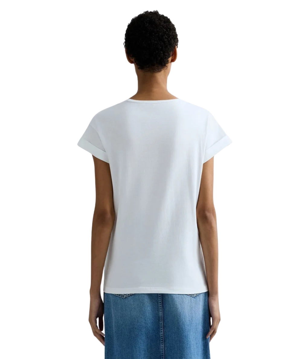 Replay T-shirt in Cotone con Girocollo e Logo W3473B.000.2660 Bianco