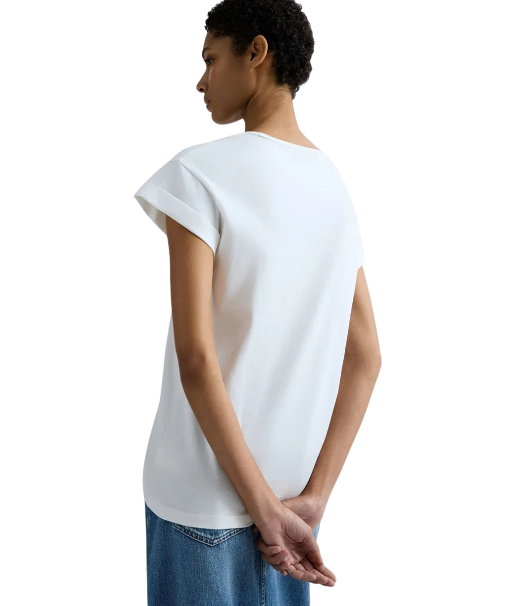Replay T-shirt in Cotone con Girocollo e Logo W3473B.000.2660 Bianco