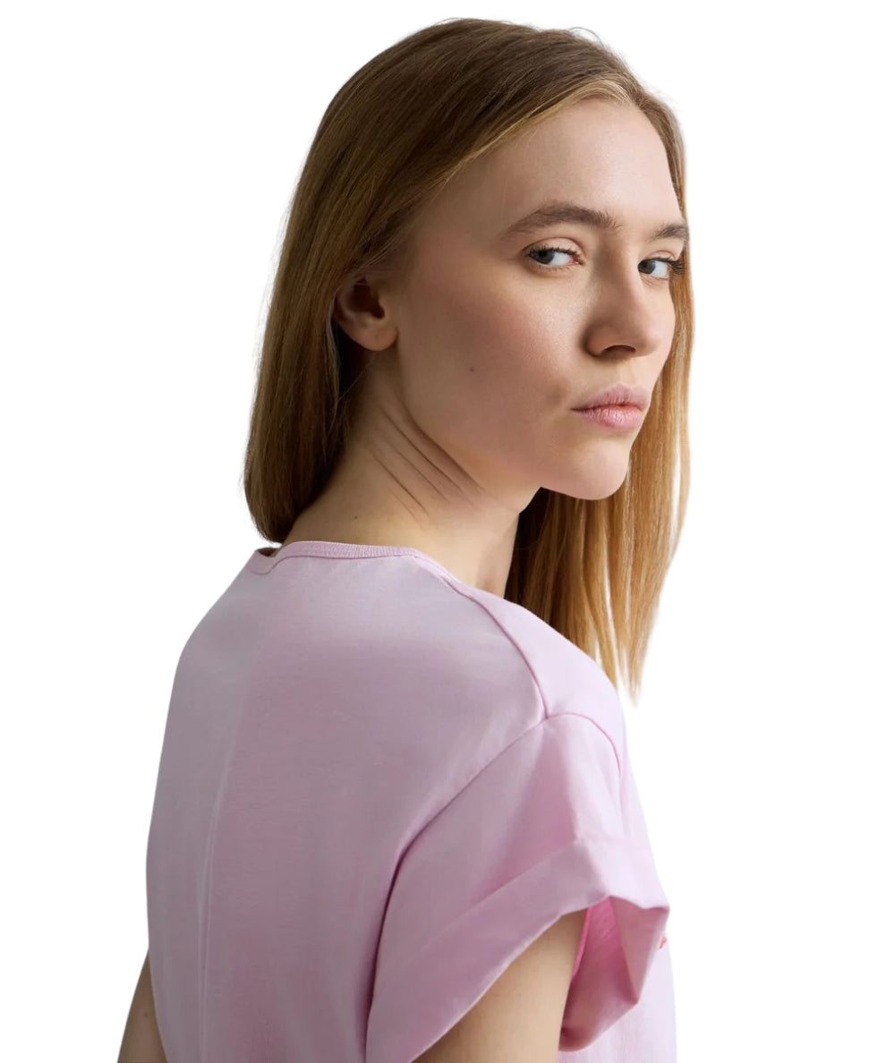 Replay T-shirt in Cotone con Girocollo e Logo W3473B.000.2660 Rosa