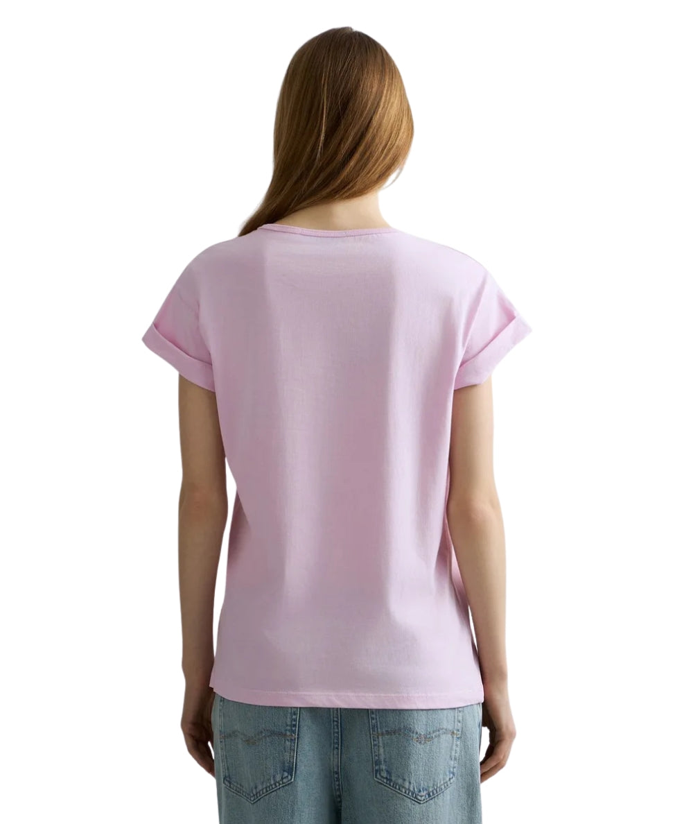 Replay T-shirt in Cotone con Girocollo e Logo W3473B.000.2660 Rosa