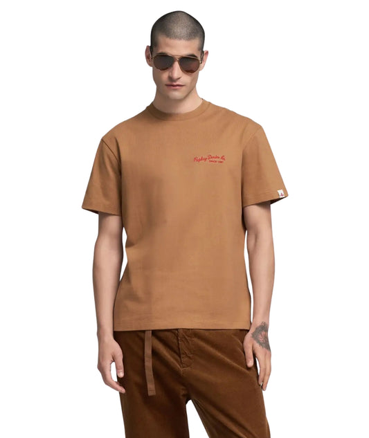 Replay T-shirt in Cotone con Ricamo M3249.000.23938 Arancio Ruggine