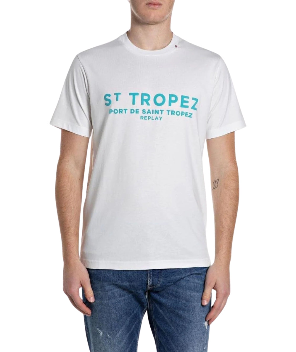 Replay T-shirt in Cotone con Stampa M3546.000.23608P Bianco