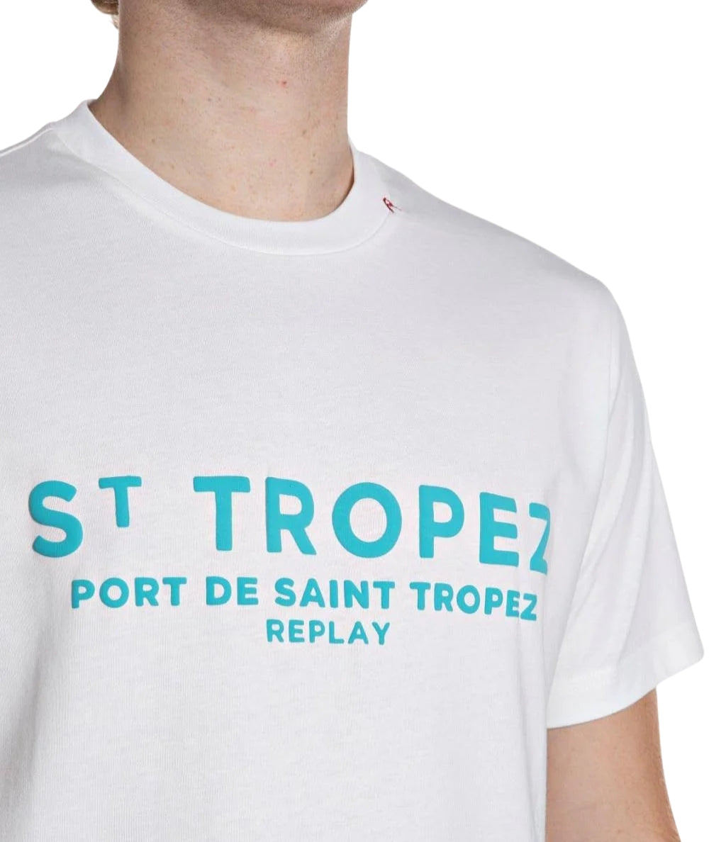 Replay T-shirt in Cotone con Stampa M3546.000.23608P Bianco