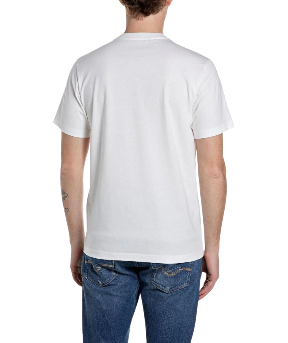 Replay T-shirt in Cotone con Stampa M3546.000.23608P Bianco