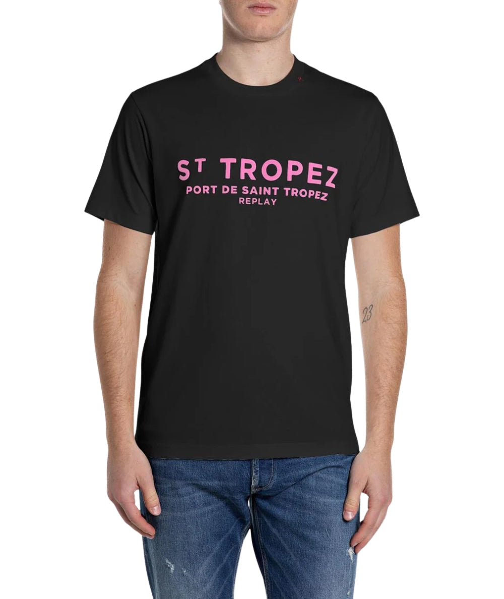 Replay T-shirt in Cotone con Stampa M3546.000.23608P Nero