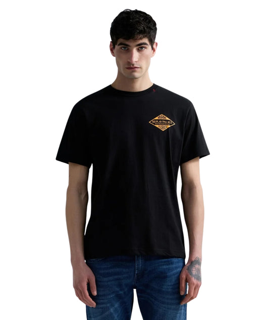 Replay T-shirt in Jersey con Girocollo e Stampa M3344.000.2660 Nero