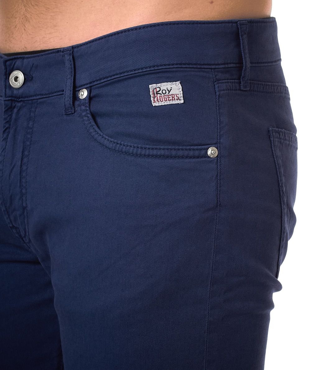 Roy Roger's  Pantaloni 517 Plain Drill Crow RRU089P0370127.C0011 Blu Royal