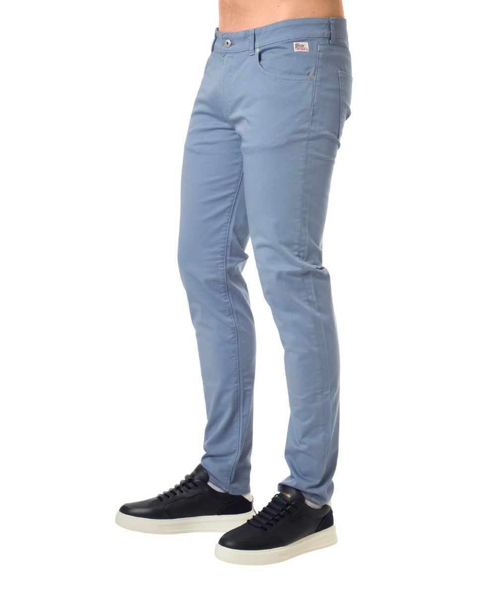 Roy Roger's  Pantaloni 517 Plain Man Gabard RRU089C9250112.C0357 Celeste