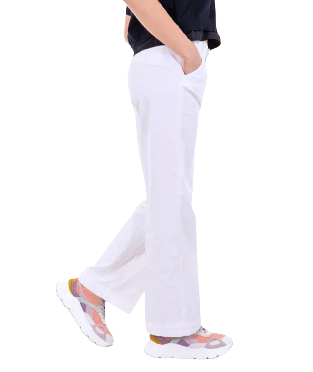 Roy Roger's Pantaloni Chino Lais in Cotone e Lyocell RND041P3810127 Bianco