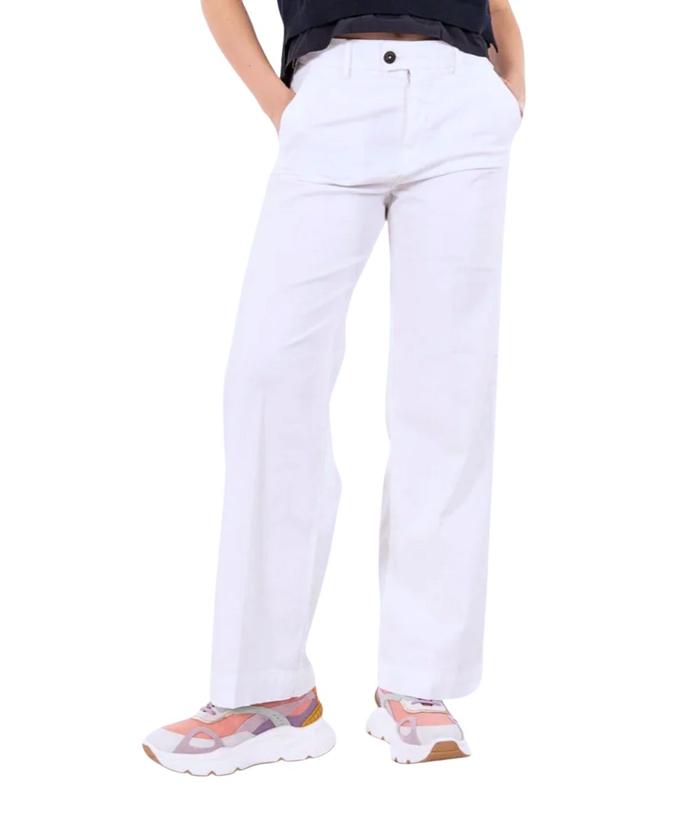 Roy Roger's Pantaloni Chino Lais in Cotone e Lyocell RND041P3810127 Bianco